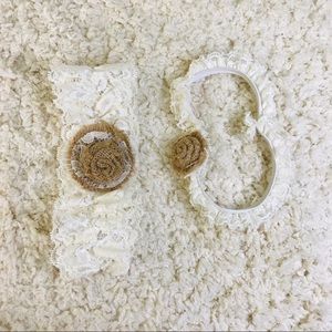 Burlap Lace Double Garter Set
